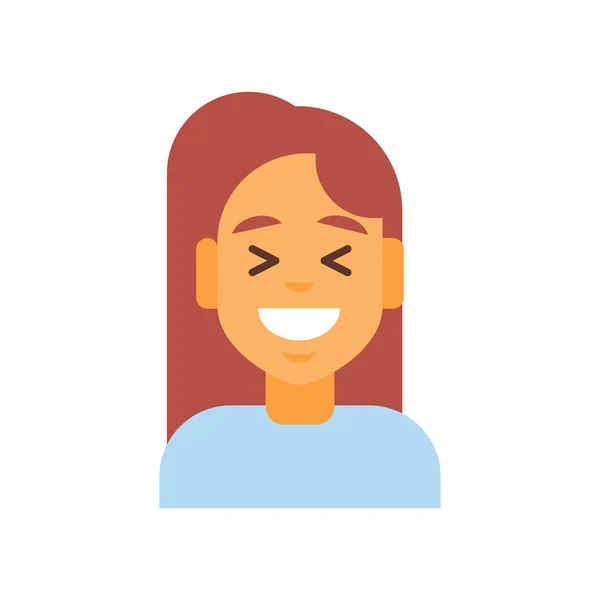 Perfil Icono Emoción femenina Avatar, Mujer Retrato de dibujos animados Cara sonriente feliz risa — Vector de stock