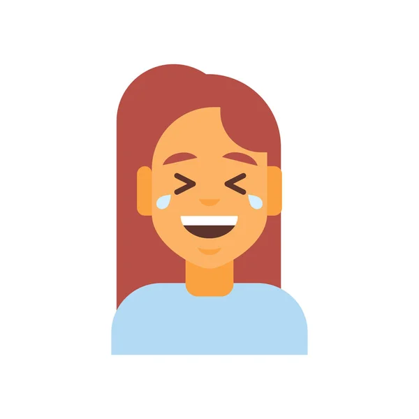 Perfil Ícone Feminino Emoção Avatar, Mulher Desenhos Animados Retrato Feliz Sorrindo Rosto Risos — Vetor de Stock