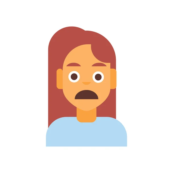 Profil-Ikone weibliche Emotion Avatar, Frau Cartoon Porträt schockiertes Gesicht — Stockvektor
