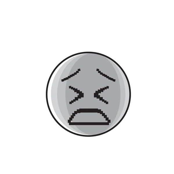 悲しい漫画顔否定的な人の感情アイコン — ストックベクタ