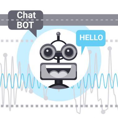 Bedava Chat Bot diyor Merhaba, Robot sanal yardım öğe Web sitesi veya mobil uygulamalar, yapay zeka kavramı