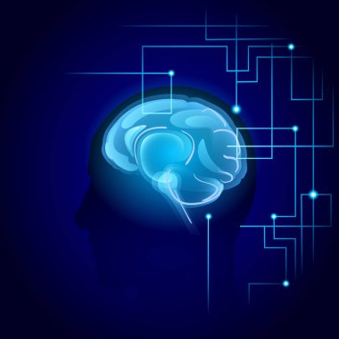 Beyin sinir hücreleri etkinlik, zeka kavramı afiş kopya alanı ile düşünme tıp