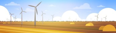 Rüzgar türbin kule alan mavi gökyüzü alternatif enerji kaynağı teknolojisinde