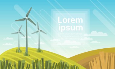 Rüzgar türbin kule alan mavi gökyüzü alternatif enerji kaynağı teknolojisinde