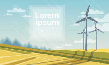 Rüzgar türbin kule alan mavi gökyüzü alternatif enerji kaynağı teknolojisinde