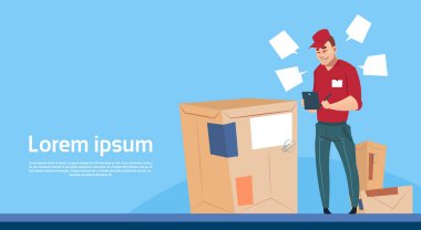 Kurye adam kullanım Tablet kutusu teslim paket posta Servisi afiş kopya alanı