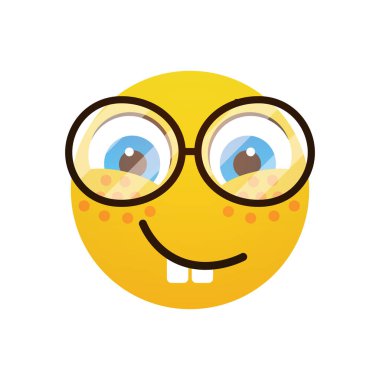 Sarı gülümseyen karikatür yüz giyim gözlük pozitif insanlar duygu simgesi