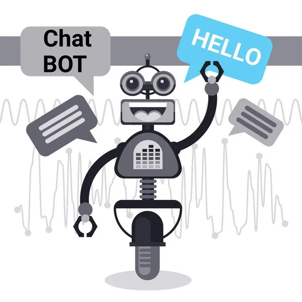 Gratis Chat Bot zegt hallo, Robot virtuele bijstand Element van Website of mobiele toepassingen, kunstmatige intelligentie Concept — Stockvector