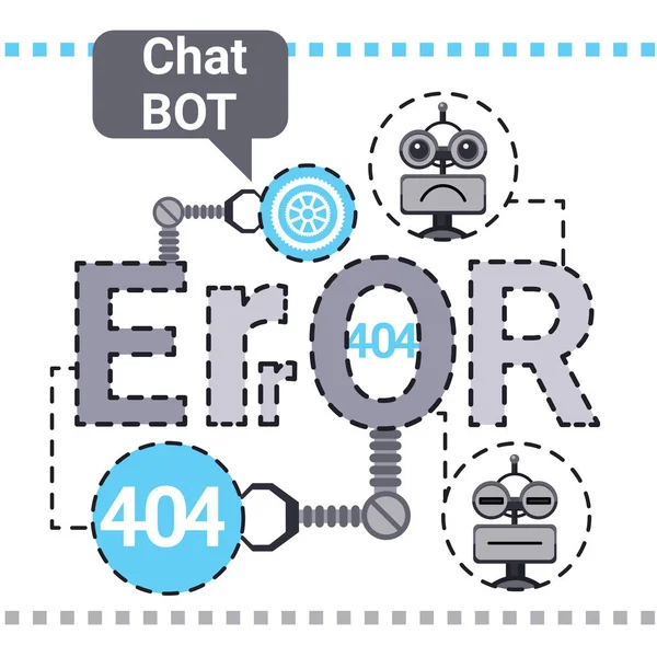 Kesalahan Perbaikan Bot Percakapan Gratis, Elemen Bantuan Virtual Robot Situs Web Atau Aplikasi Seluler, Konsep Kecerdasan Buatan - Stok Vektor