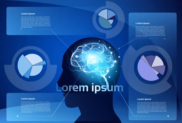 Neurons cerebrais atividade medicina pensamento inteligência conceito infográficos bandeira com espaço de cópia — Vetor de Stock