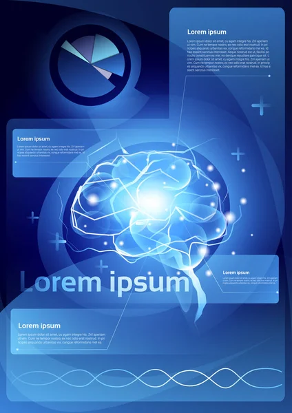 Neurons cerebrais atividade medicina pensamento inteligência conceito infográficos bandeira com espaço de cópia — Vetor de Stock