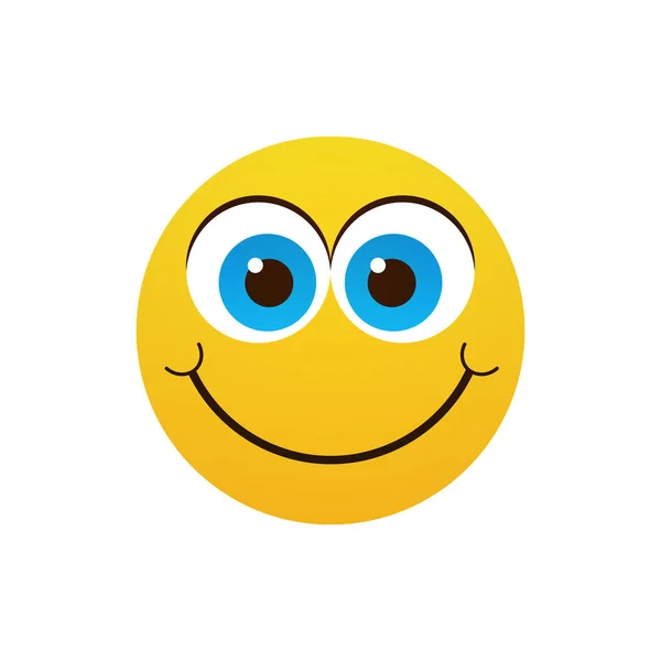 Yellow Smiling Cartoon Face Positive People Emotion Icon — Stock Vector