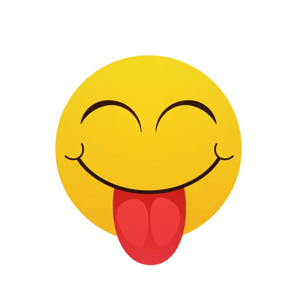 Мультфильм Yellow Smiling Face Emotion Show Tongue Icon — стоковый вектор