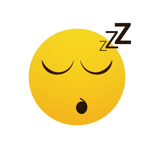 Yellow Smiling Cartoon Face Sleeping People Emotion Icon — Stock Vector