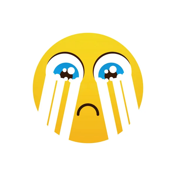 Yellow Cartoon Face Cry Tears People Emotion Icon — Stock Vector