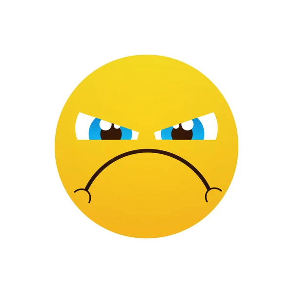 Yellow Cartoon Face Angry People Emotion Icon — Stock Vector