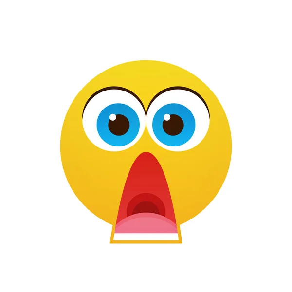 Yellow Cartoon Face Shocked People Emotion Icon — Stock Vector