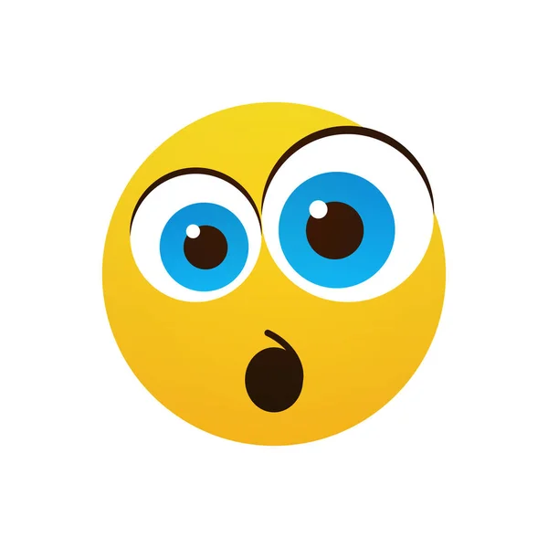 Ícone de emoção de pessoas chocadas do rosto amarelo dos desenhos animados — Vetor de Stock