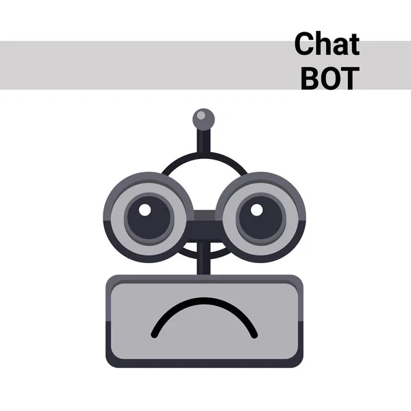 Ρομπότ πρόσωπο κινούμενων σχεδίων χαμογελώντας χαριτωμένο συναίσθημα θλιβερό Chat Bot εικονίδιο — Διανυσματικό Αρχείο