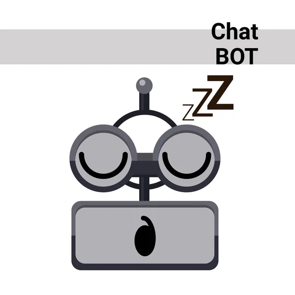 Kreslený Robot tvář spánku roztomilý emoce Chat Bot ikona — Stockový vektor