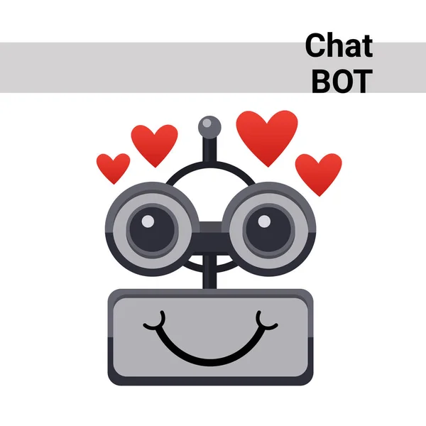 Rosto do robô dos desenhos animados Sorrindo Emoção Bonita Ícone de Bot Chat Adorável — Vetor de Stock