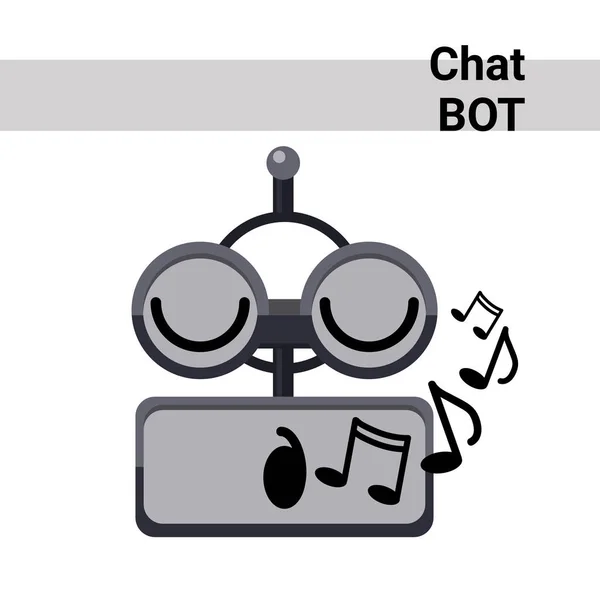 Robot de bande dessinée Visage souriant Émotion mignonne Chantez Chat Bot Icône — Image vectorielle