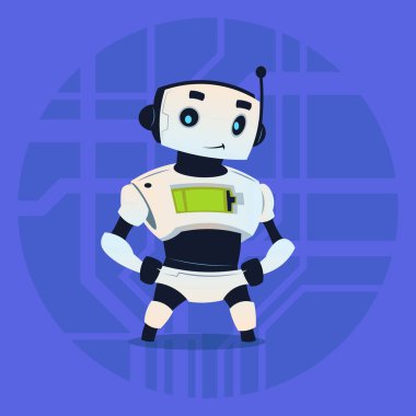 Cute Robot Modern yapay zeka teknoloji kavramı gülümseyen mutlu
