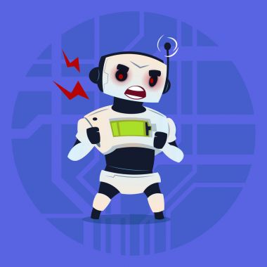 Cute Robot sorun Modern yapay zeka teknoloji kavramı olan öfkeli