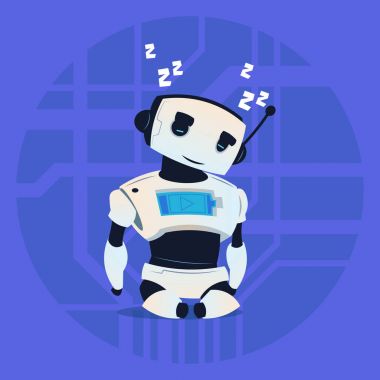 Cute Robot Sleepng Modern yapay zeka teknoloji kavramı