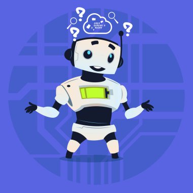 Cute Robot modern yapay zeka teknoloji kavramı düşünme kodlama