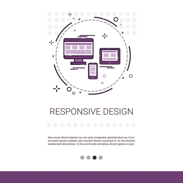Responsives Design Telefon Tablet Desktop-Gerät Bildschirm Banner mit Kopierraum — Stockvektor
