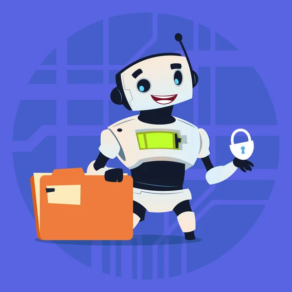 Robô bonito protege dados conceito de tecnologia de inteligência artificial moderna —  Vetores de Stock