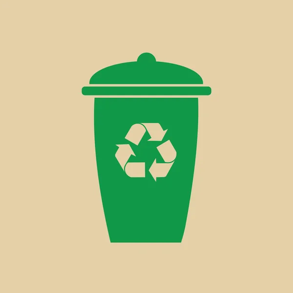 Lixeira com símbolo de reciclagem Setas verdes Logo Web Icon — Vetor de Stock