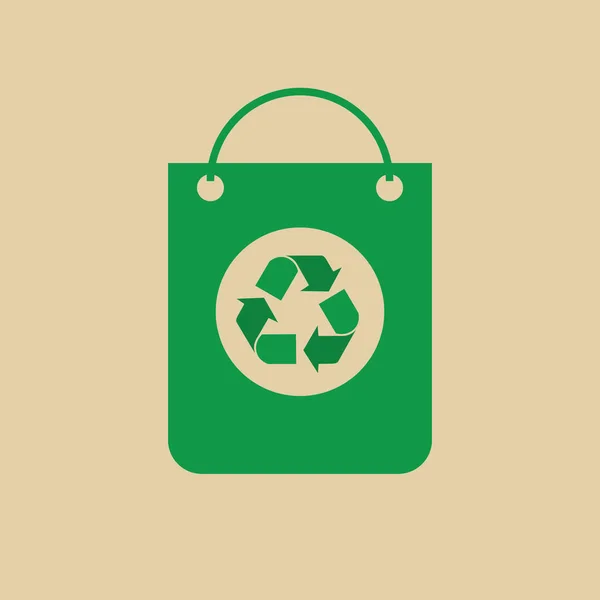 Recykling Symbol torba na zakupy zielony strzałki Logo tkanina ikona — Wektor stockowy