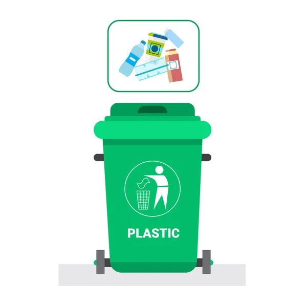 Conteneur à ordures pour déchets en plastique Icône Recycler le concept de tri des déchets Logo — Image vectorielle