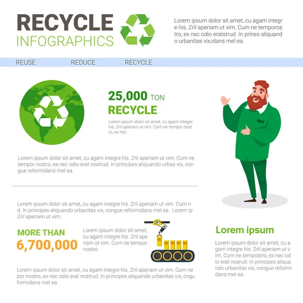 Reciclar Infografía Banner Recolección de residuos Clasificación Concepto de basura — Vector de stock