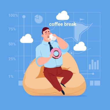 Yemek kahve molası sırasında Office konfor bölgesinde iş adamı