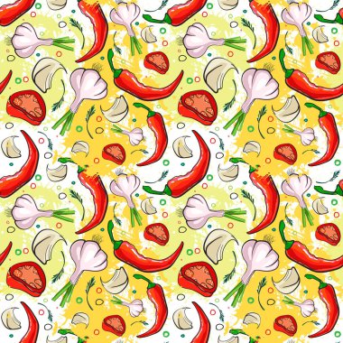 Seamless modeli farklı sebze süsleme arka plan