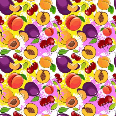 Dikişsiz Desen Farklı Meyveler Yaz Süsarka Planı