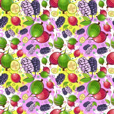 Dikişsiz Desen Farklı Meyveler Yaz Süsarka Planı