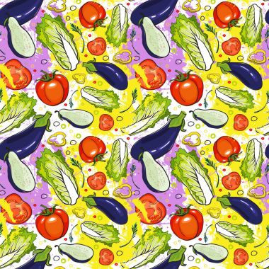 Seamless modeli farklı sebze süsleme arka plan