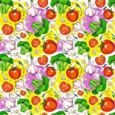 Seamless modeli farklı sebze süsleme arka plan