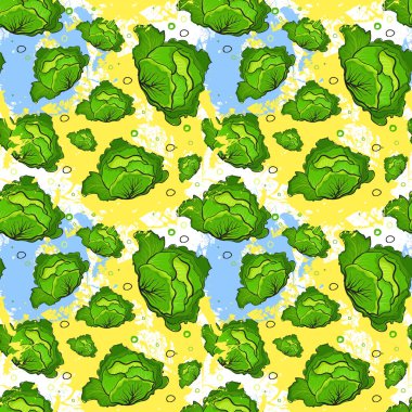 Dikişsiz desen lahana sebze süsleme arka plan