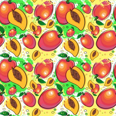 Dikişsiz Desen Mango Meyve Egzotik Süs Arka Plan