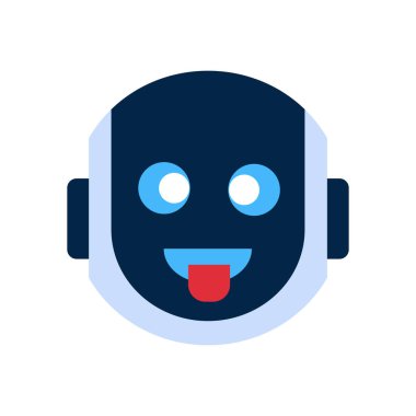 Robot Yüz Simgesi Gülen Yüz Gösteren Dil Duygu Robotik Emoji