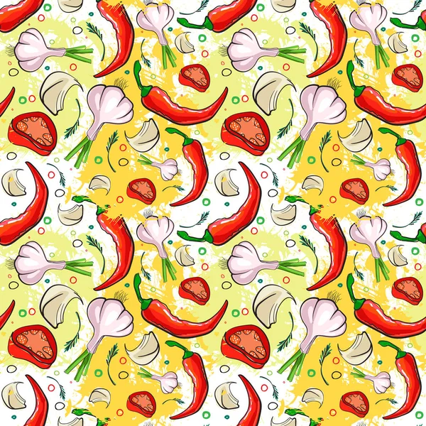 Patrón sin costura Diferentes vegetales ornamento fondo — Vector de stock