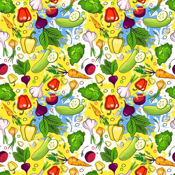 Patrón sin costura Diferentes vegetales ornamento fondo — Archivo Imágenes Vectoriales