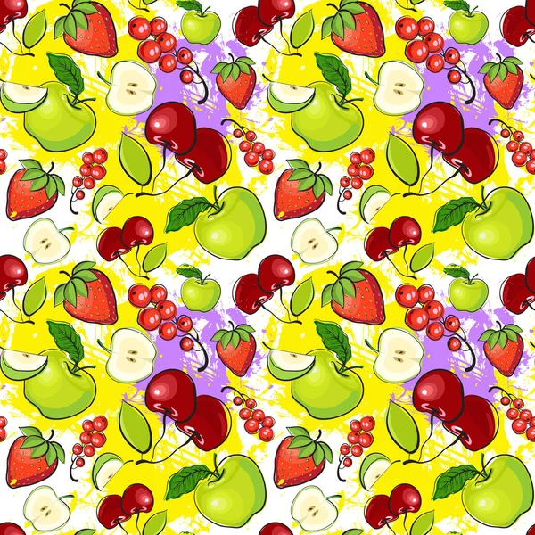 Безшовний візерунок Різні фрукти Літній орнамент Фон — стоковий вектор