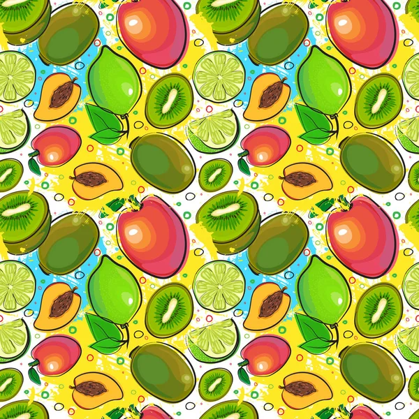 Бесшовный узор Различные фрукты Летний орнамент фон — стоковый вектор