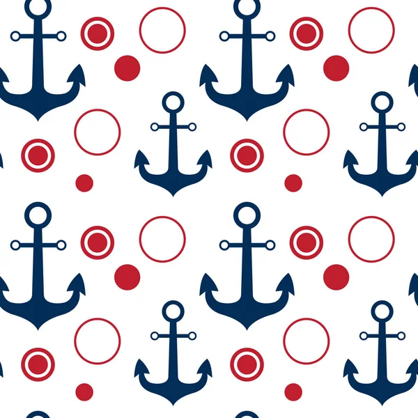 Якорь бесшовный шаблон морской винтажный орнамент фон — стоковый вектор